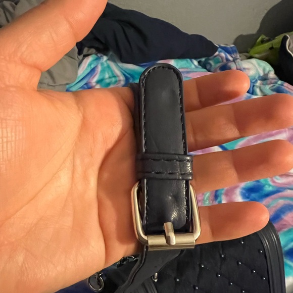 Badgley Mischka Denim Quilted Crossbody Bag (Blue Pearls) - Picture 5 of 8